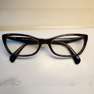 Prada glasses women tortoise shell brown, case, wipe cloth